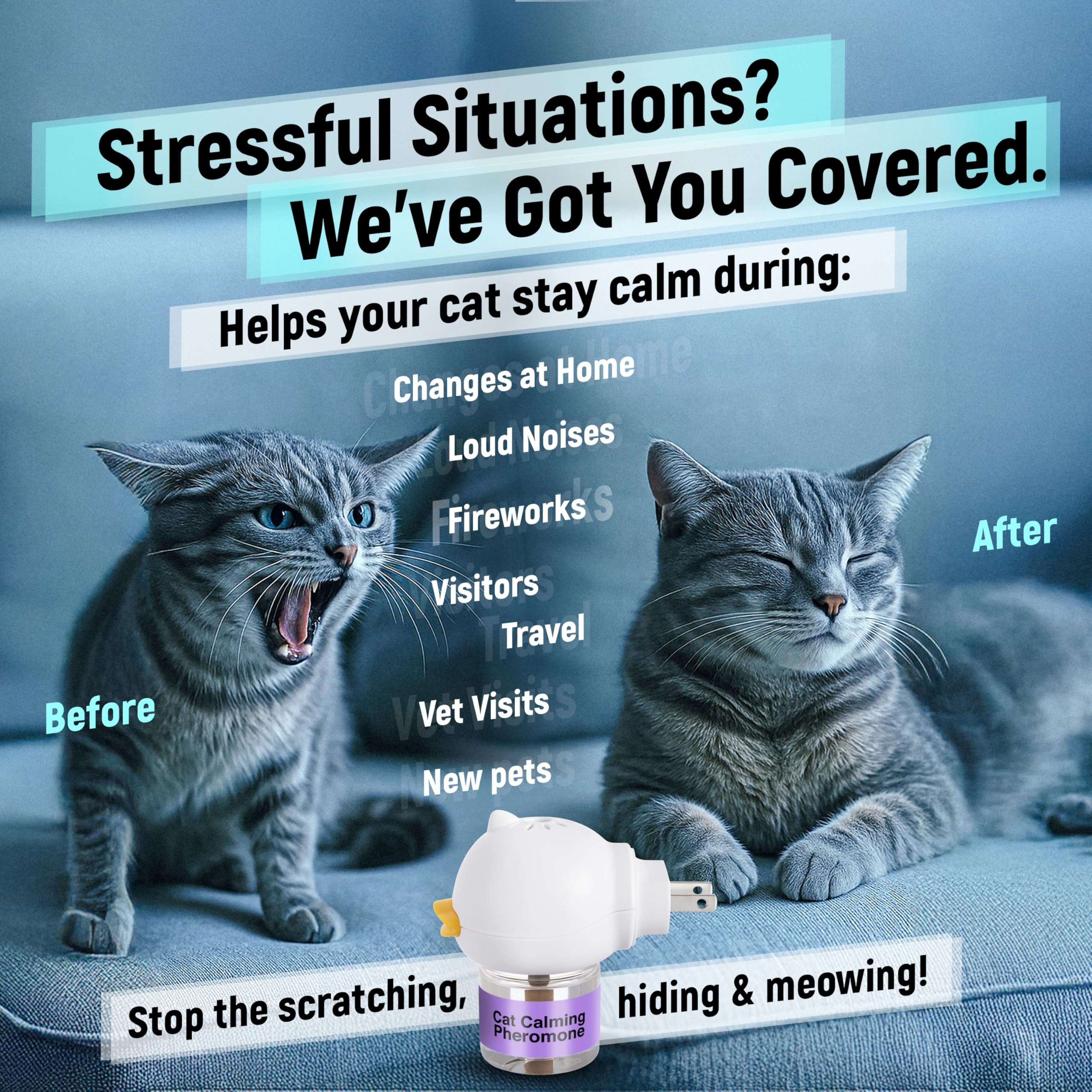 Cabins Cat Calming Diffuser refills ensure up to 60 days.