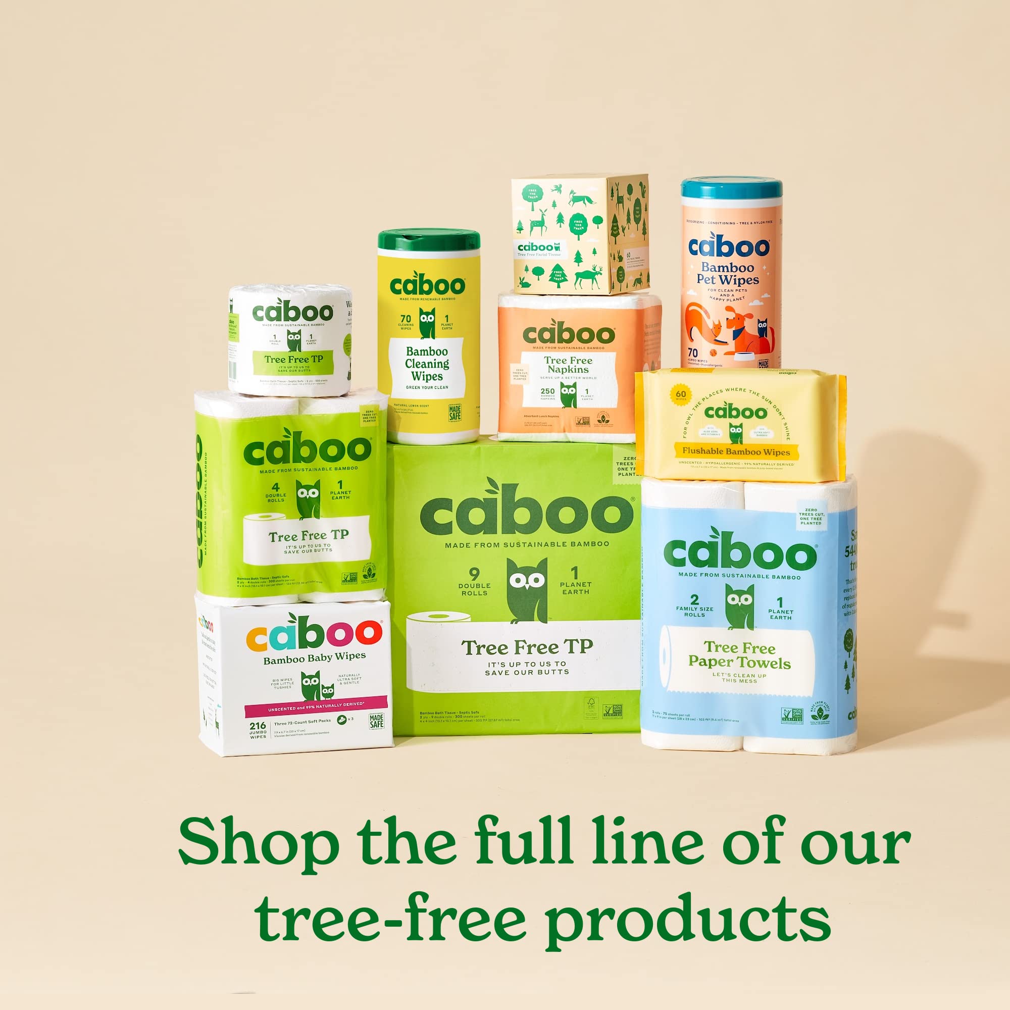 Caboo Tree Free Pet Wipes 140 jumbo wipes ideal for larger dogs and cats