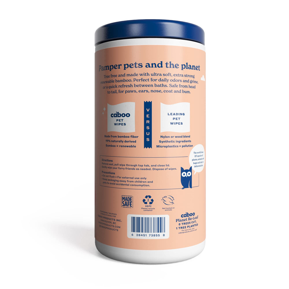 Caboo Tree Free Pet Wipes for pet face and fur care without fragrance