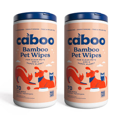 Caboo Tree Free Pet Wipes packaging with two canisters and bulk value