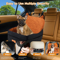 CABZOON dog car seat stable-design ensures secure rides with built-in leash.