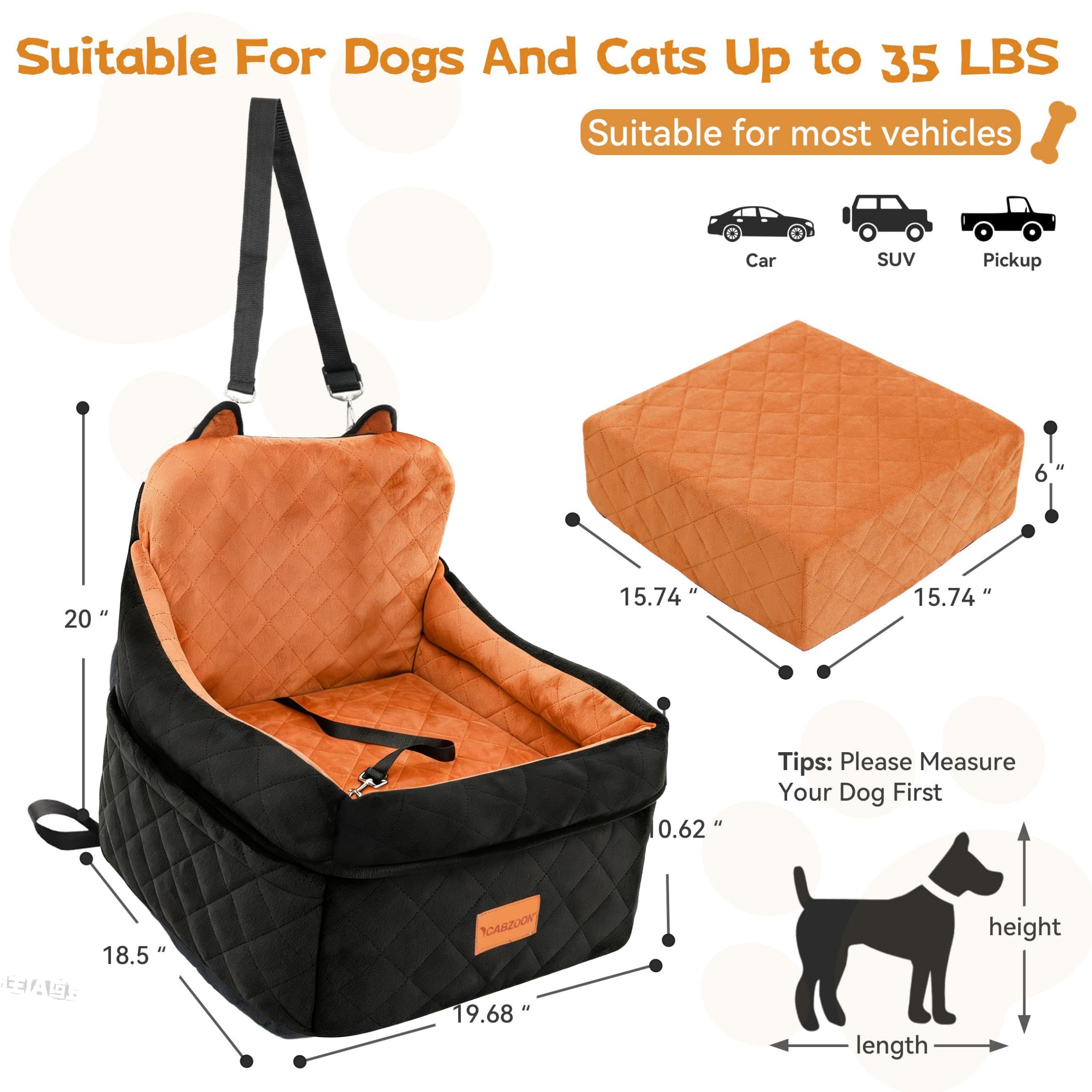 CABZOON dog car seat washable-removable-cover makes cleaning quick after adventures.