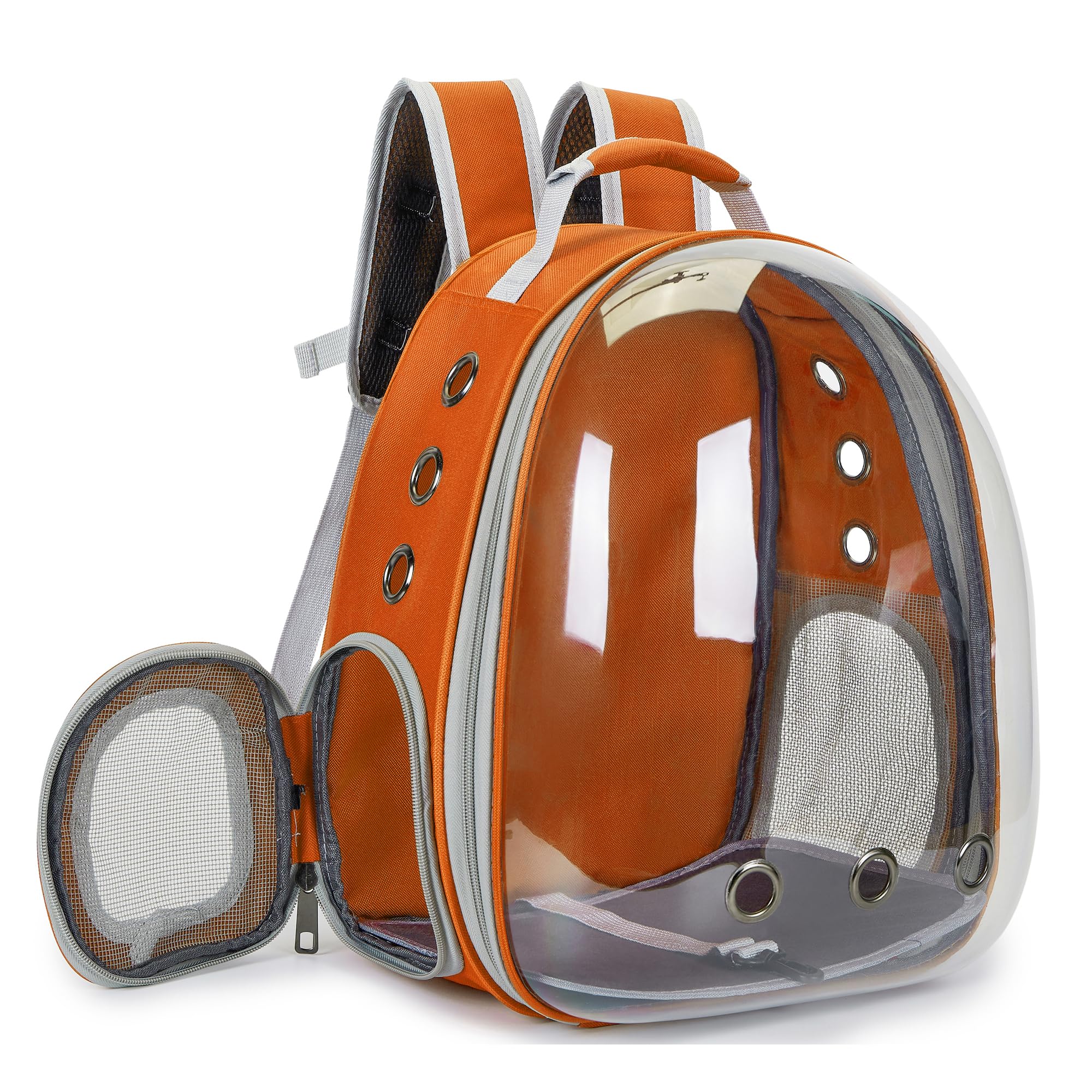 Cacihato Cat Bubble Backpack bubble window detail highlighting safety and visibility.