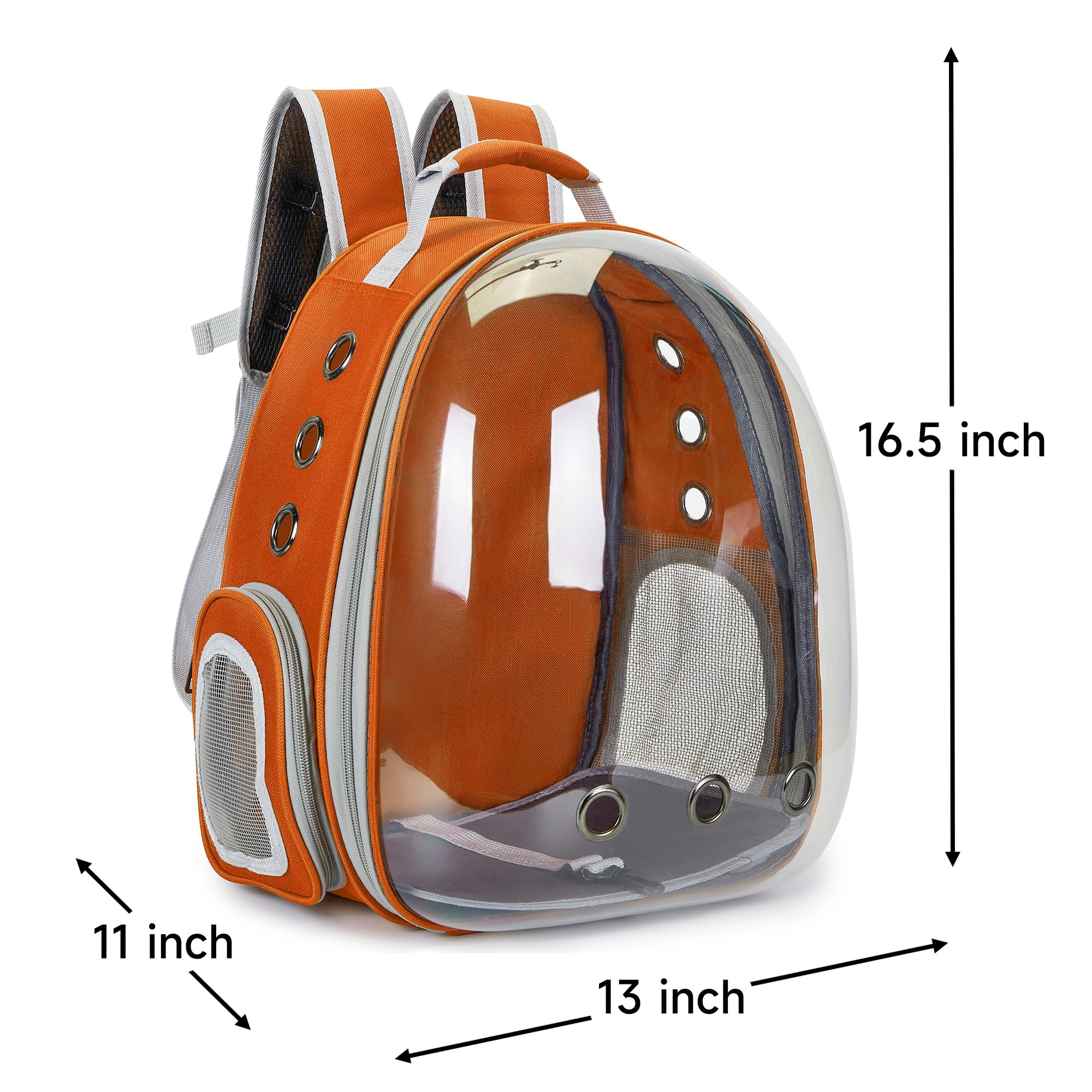 Cacihato Cat Bubble Backpack orange color in use during outdoor walking.
