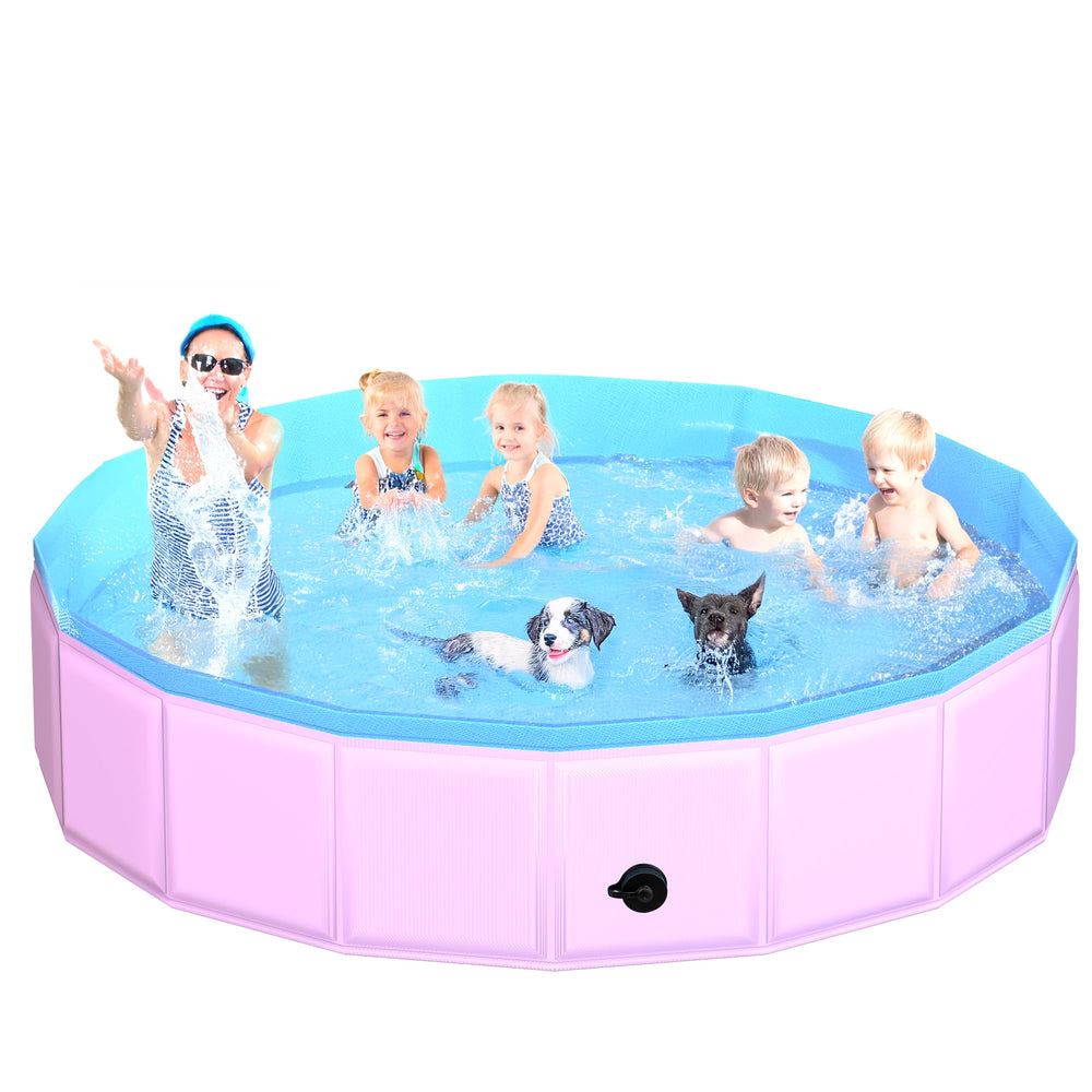 CACSPS foldable dog pool open-setup image showing quick setup for outdoor play.