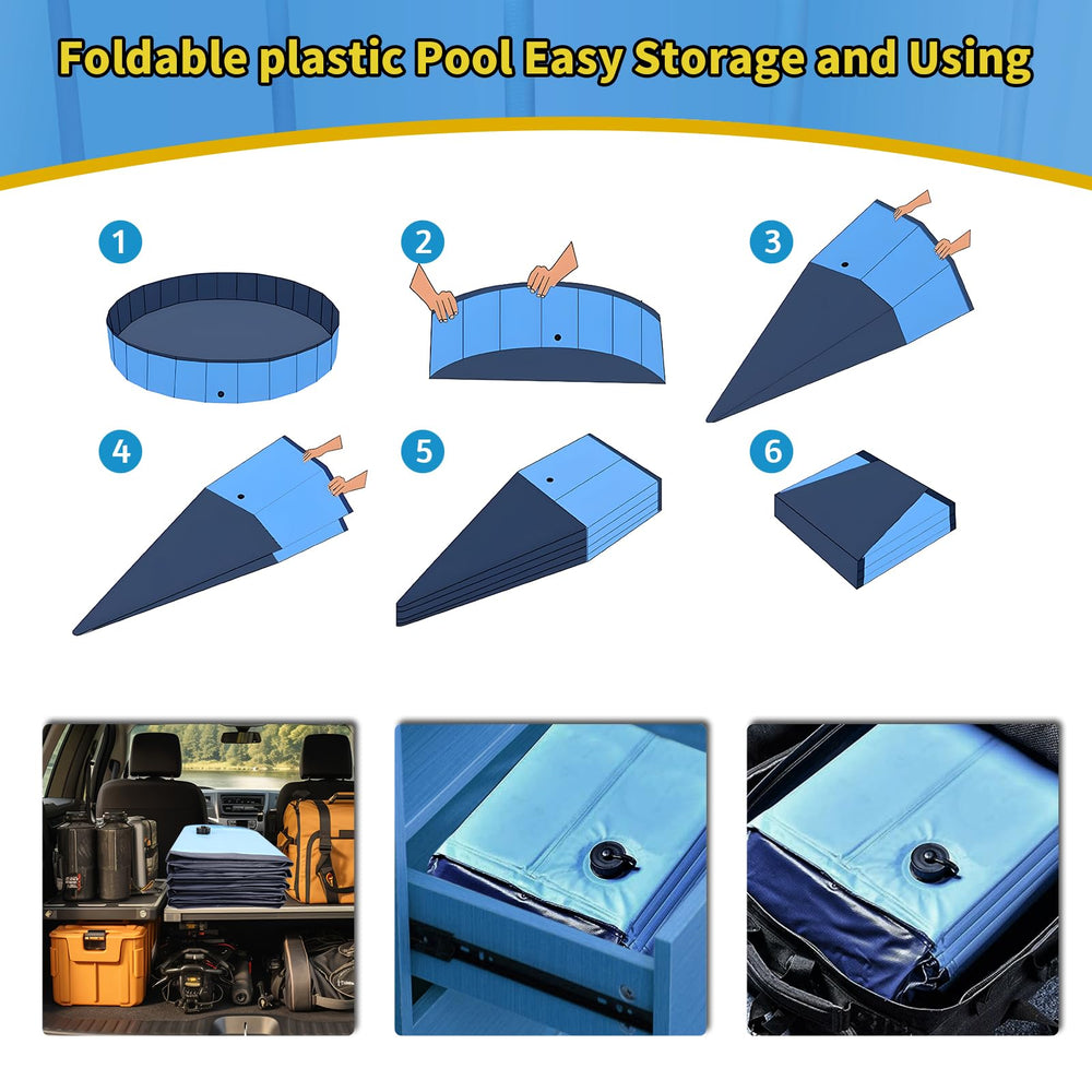 CACSPS compact foldable pool with drain valve for fast water release