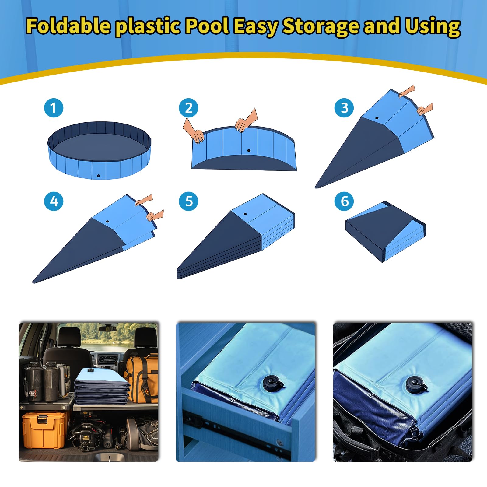 CACSPS foldable dog pool in use with pets highlights versatile play