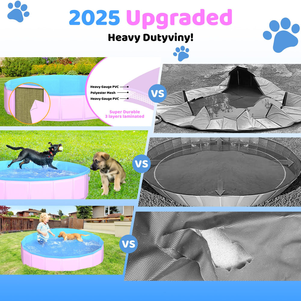 CACSPS foldable dog pool non-slip bottom ensures safe play