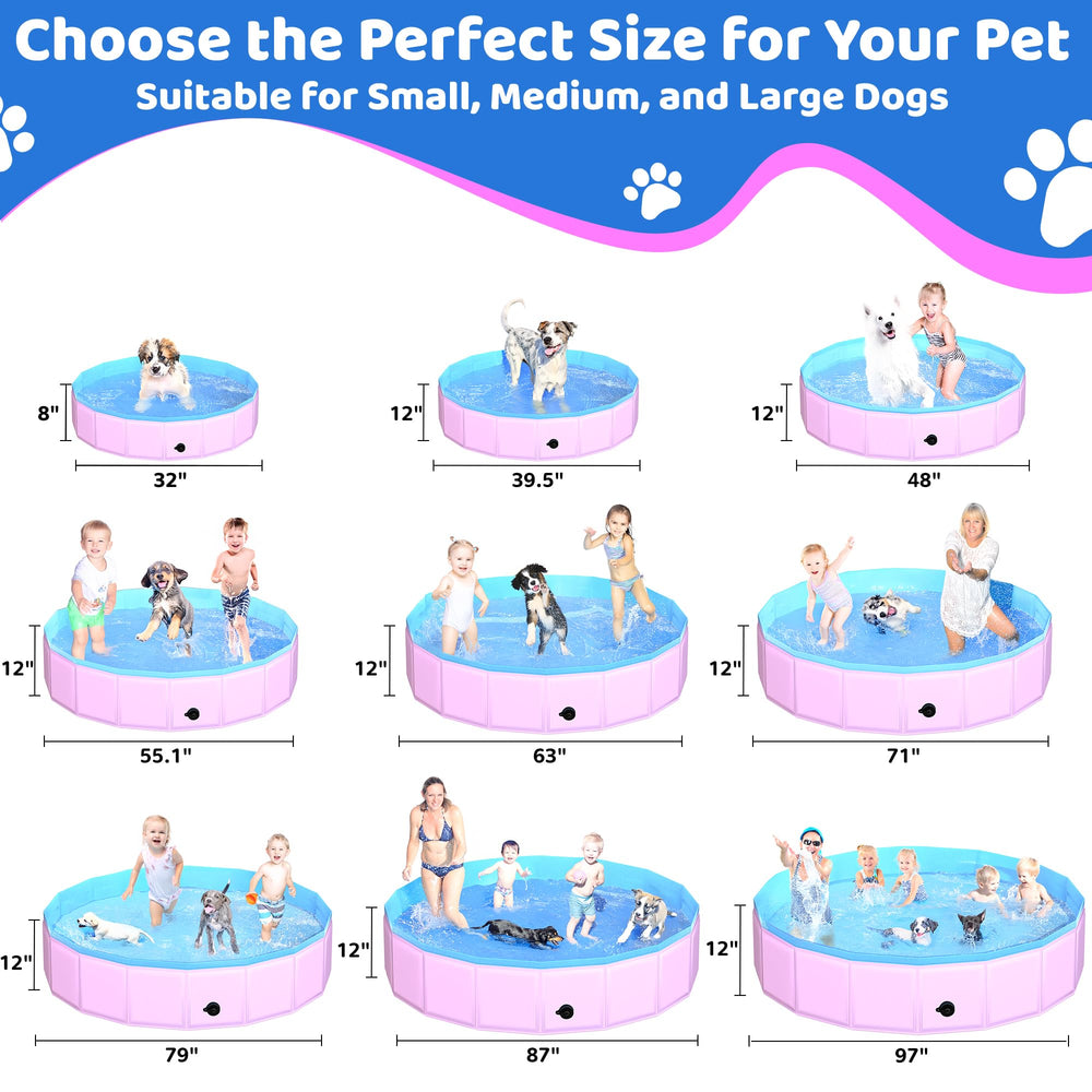 CACSPS foldable dog pool quick-setup design for effortless backyard fun