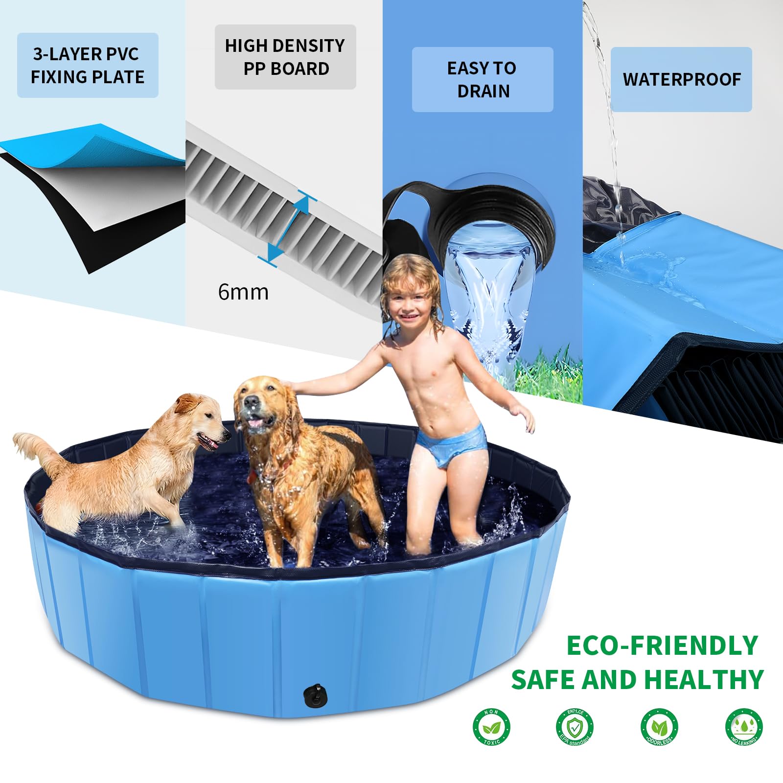 CACSPS foldable dog pool storage compact design after use
