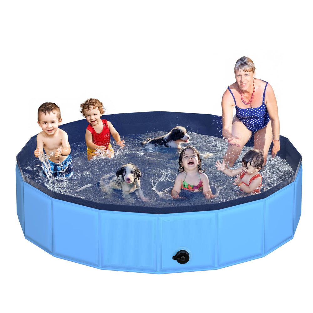 CACSPS foldable dog pool unfolded for quick setup and backyard cooling.