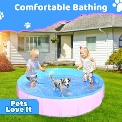 CACSPS foldable pet pool used as multi-use play area for pets and kids