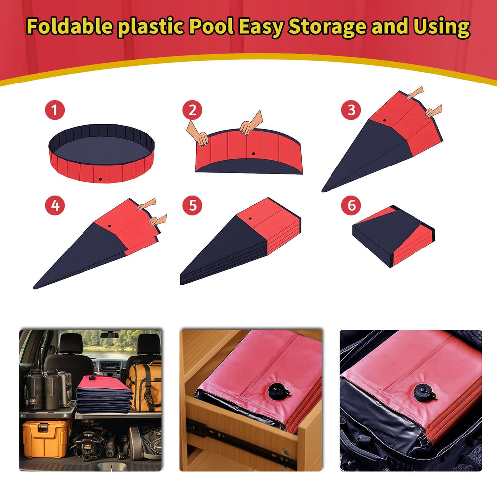 CACSPS pet and kids water play in a red foldable pool