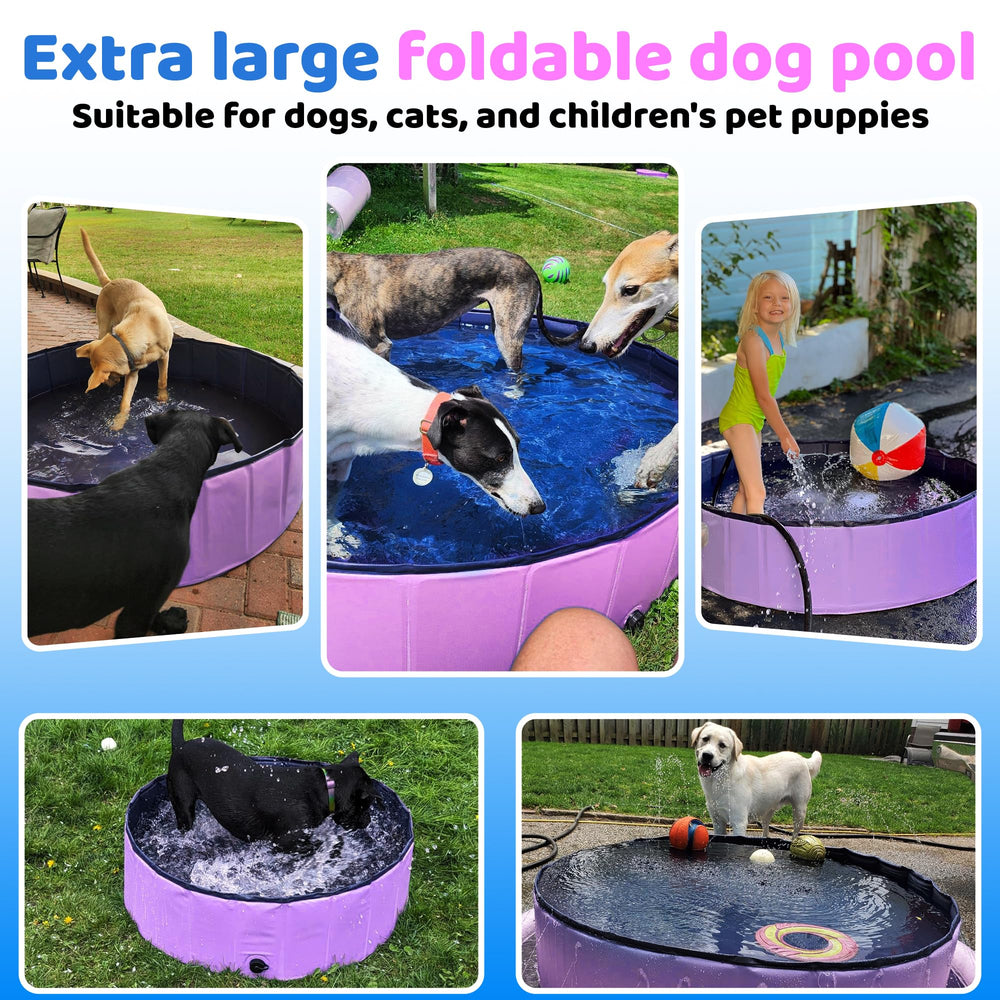 CACSPS pink foldable pool in backyard ready for sunny play