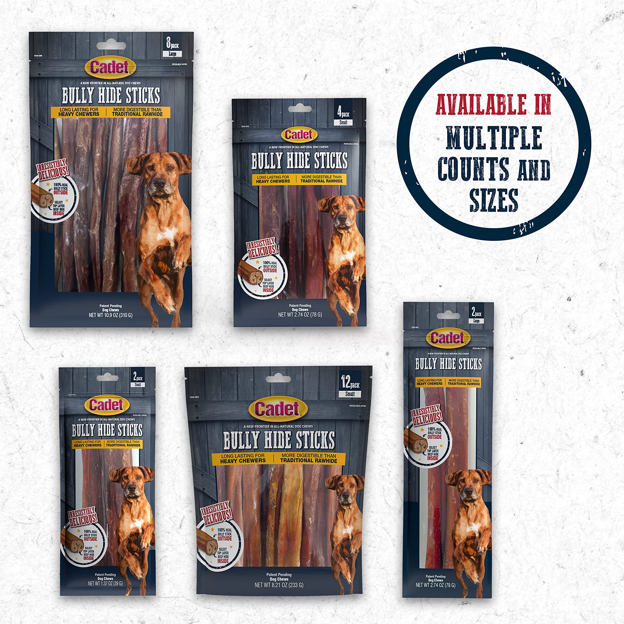 Cadet 9-count pack keeps dogs engaged with lasting chew sessions.