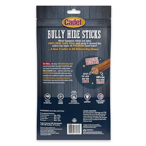 Cadet bully hide sticks grain- and rawhide-free: a safer chew option.
