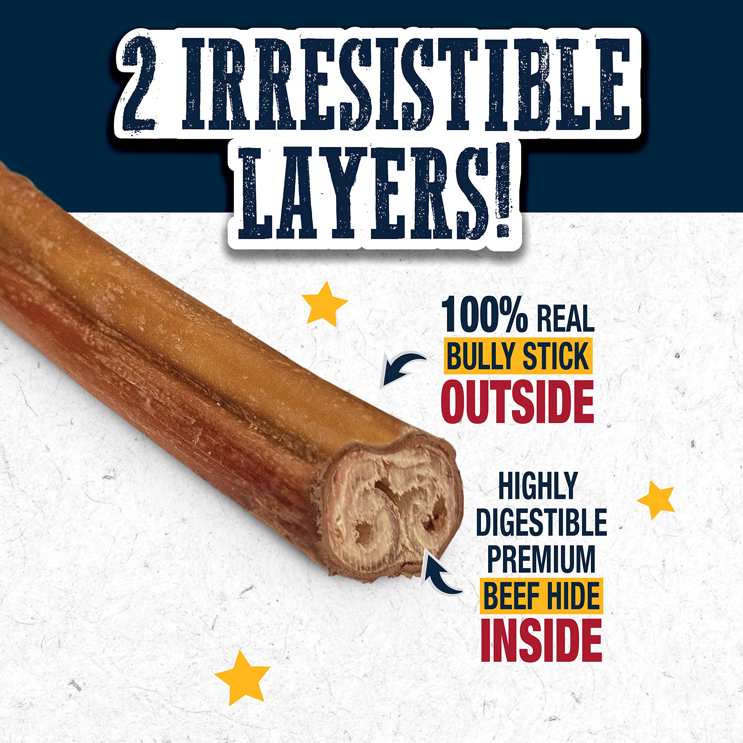 Cadet Bully Hide Sticks oven-roast finish visible for richer bully flavor
