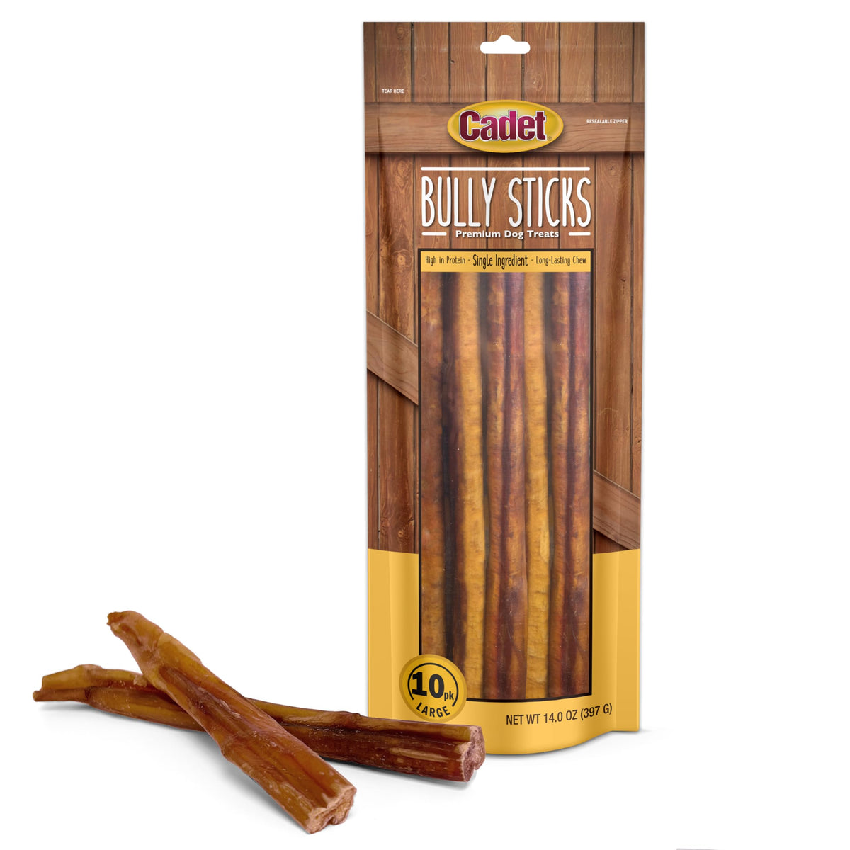 Cadet bully sticks beef pizzle whole stick for durable chewing satisfaction