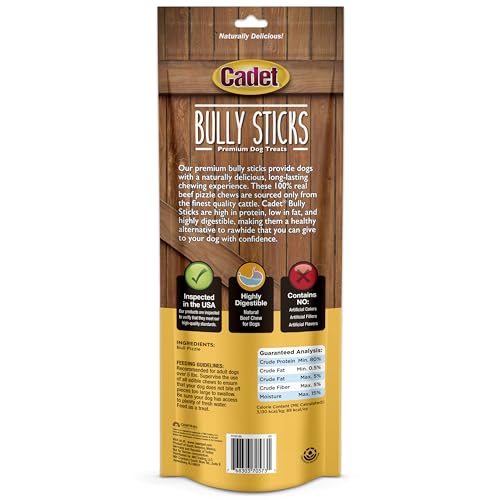 Cadet bully sticks rawhide-free digestibility for easier chewing