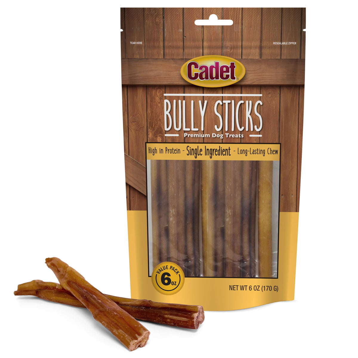 Cadet Bully Sticks small dogs 6oz pack for long-lasting chewing