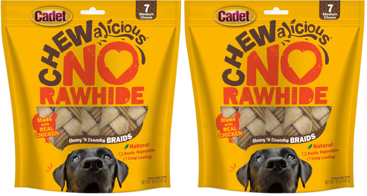 Cadet Chewalicious Chewy 'N Crunchy braid dog treats — braided chew for long-lasting entertainment and dental-friendly chewing
