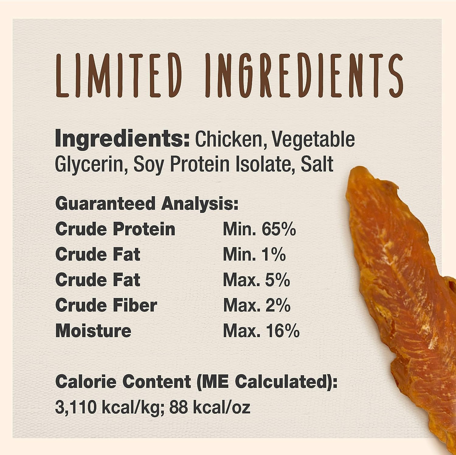 Cadet Chicken Breast Jerky dog snack portion for training rewards