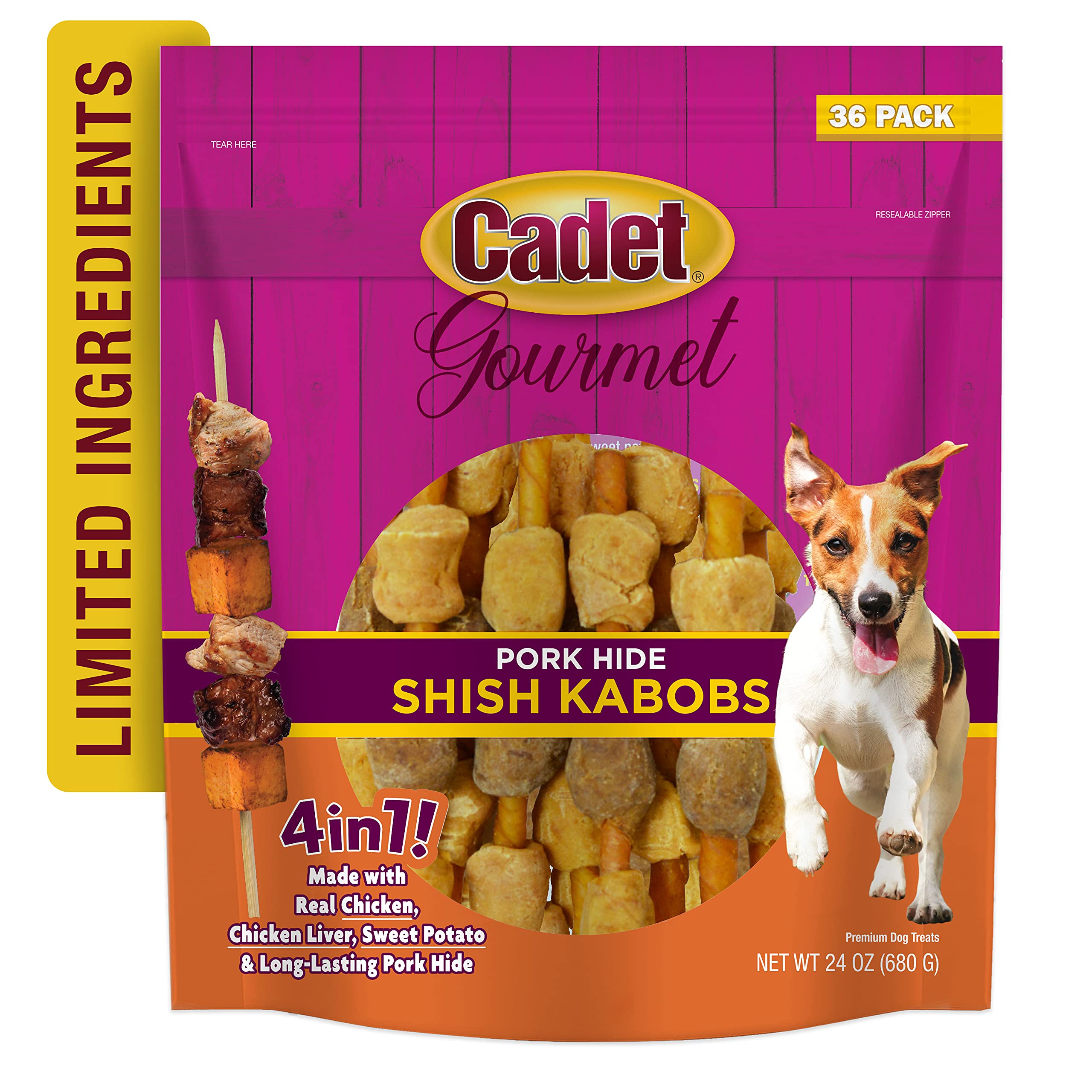 Cadet Gourmet Shish Kabob engaging chew aids occupying and rewarding dogs
