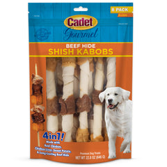 Cadet Gourmet Shish Kabob rawhide unwrap for a long-lasting chew for large dogs