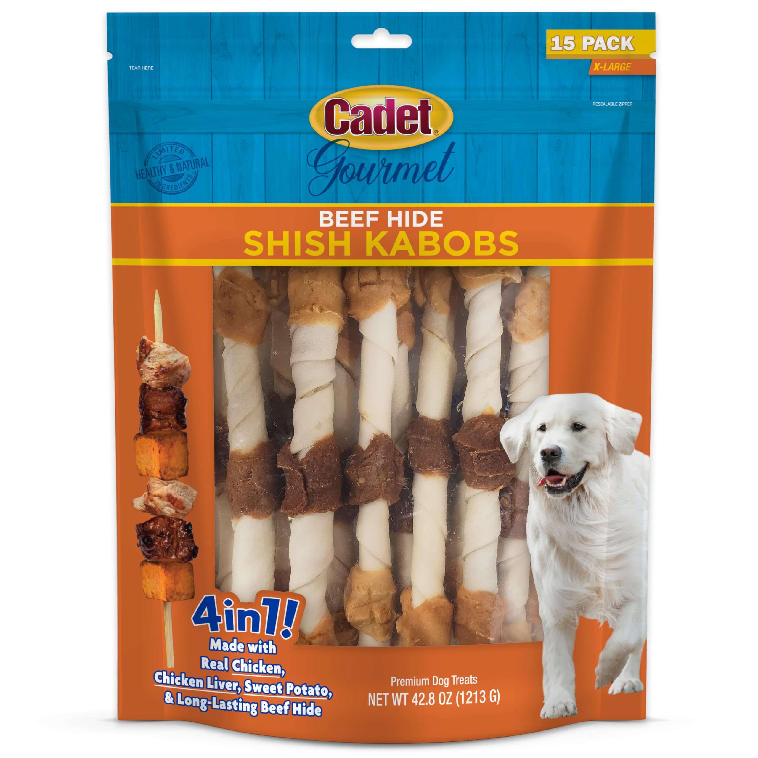 Cadet Gourmet XLarge packaging view shows premium ingredients and long-lasting chew