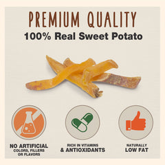 Cadet Sweet Potato Fries closeup shows 100% real sweet potato, single-ingredient recipe.