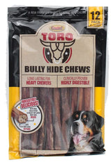 Cadet Toro bully hide sticks 9-12 pack closeup for long-lasting dog chew enjoyment