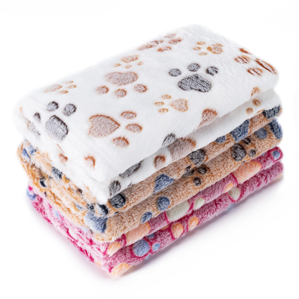 CADONO pet blanket paw-print brown closeup shows ultra-soft fleece for cozy pet snuggles