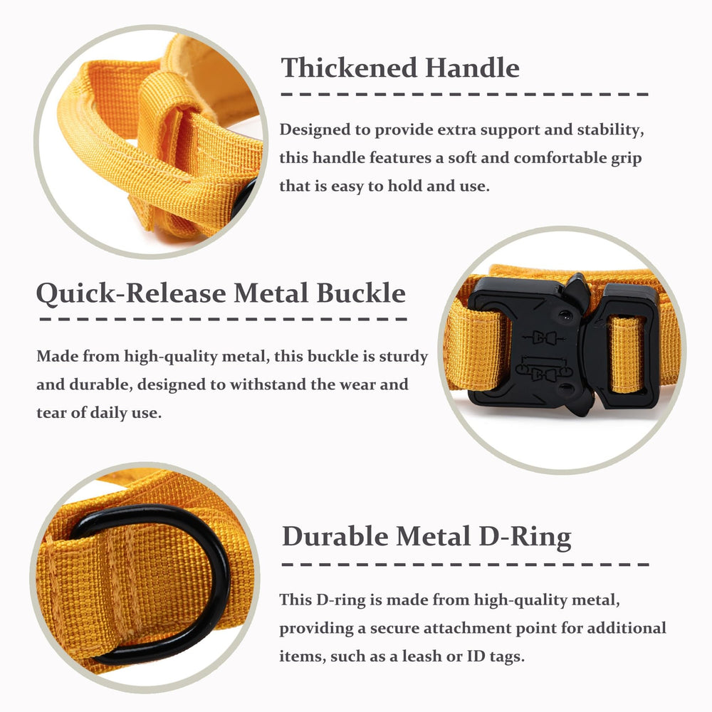 CADONO Tactical Dog Collar double-security design with integrated collar and quick-release buckle
