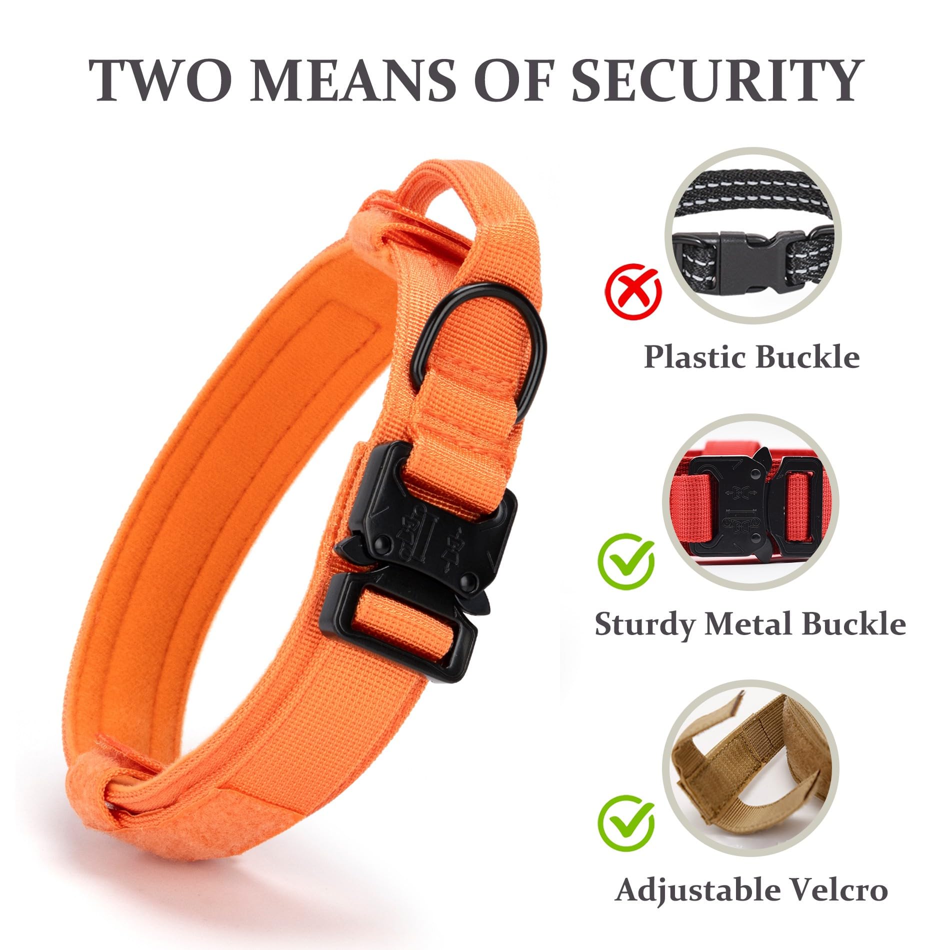 CADONO Tactical Dog Collar shows heavy quick-release buckle for easy on/off