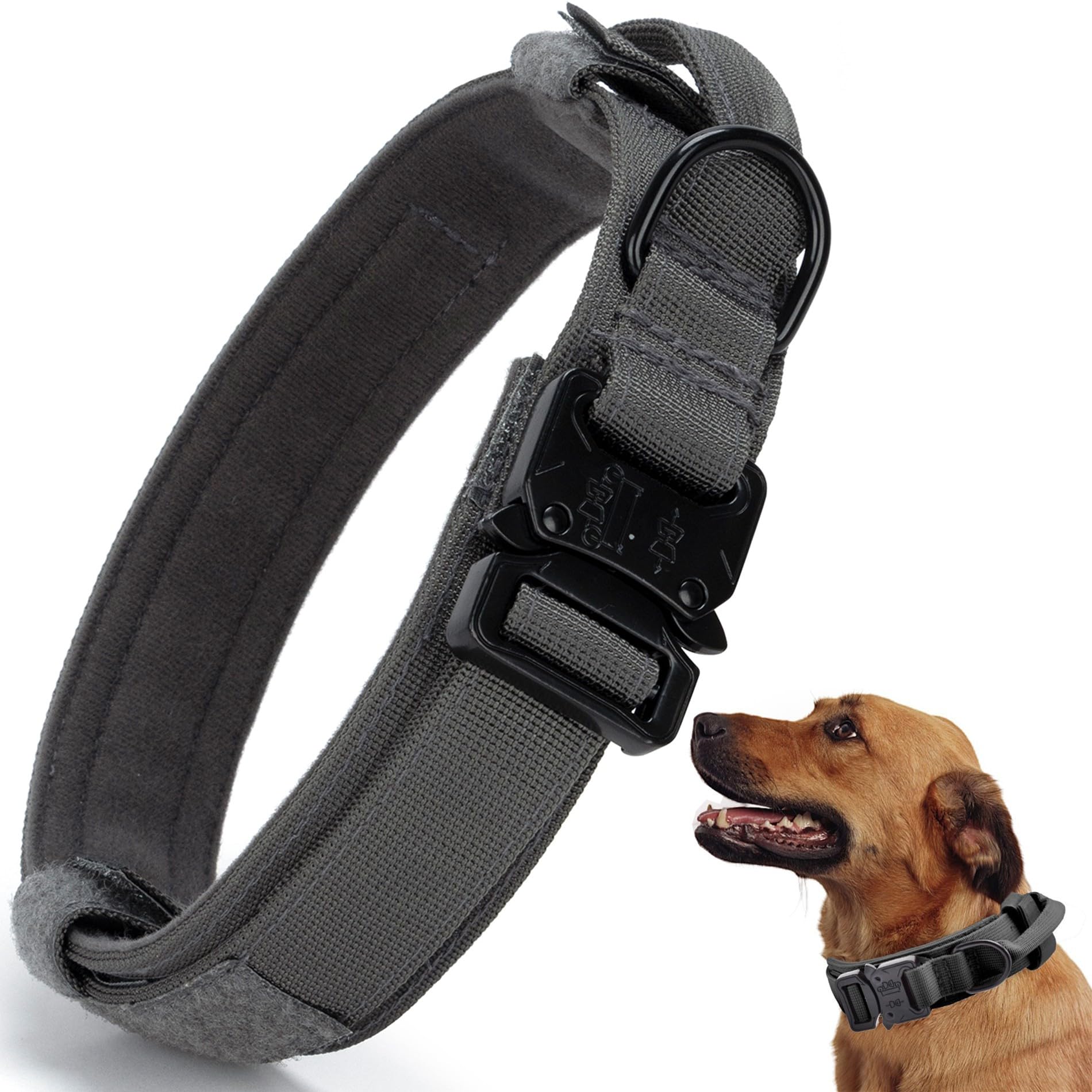 CADONO Tactical dog collar overview with durable 1000D nylon and padded comfort.