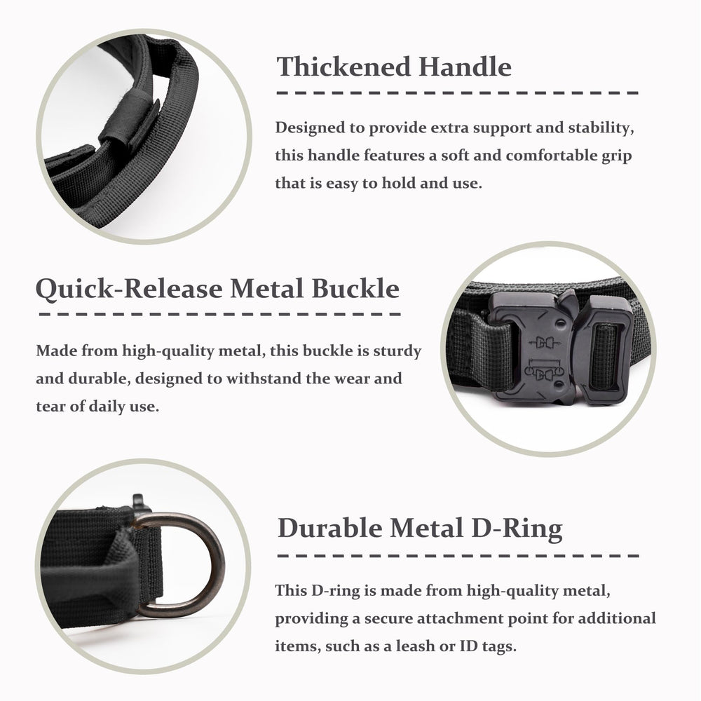 CADONO tactical collar with control handle in use during walking or training.