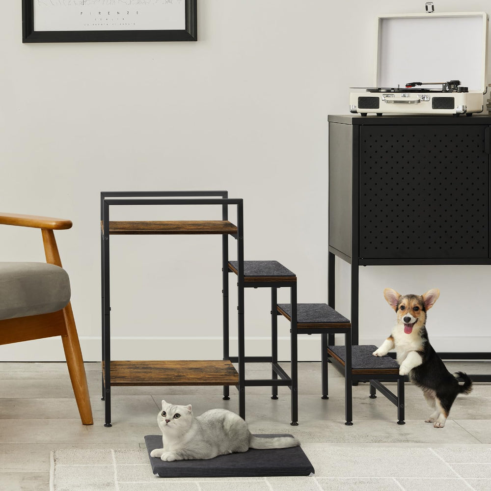 CADUKE dog stairs assembly instructions demonstrating easy setup for quick pet access.