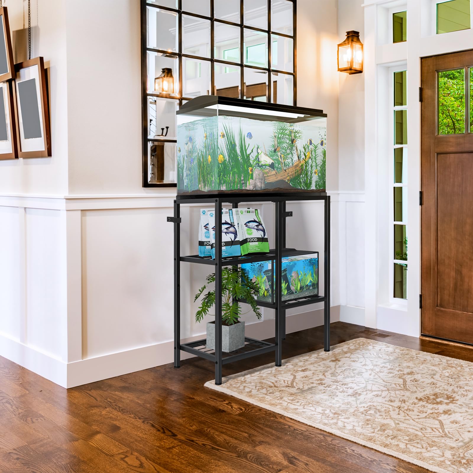 CADUKE modern metal rack blends with decor while organizing aquatics