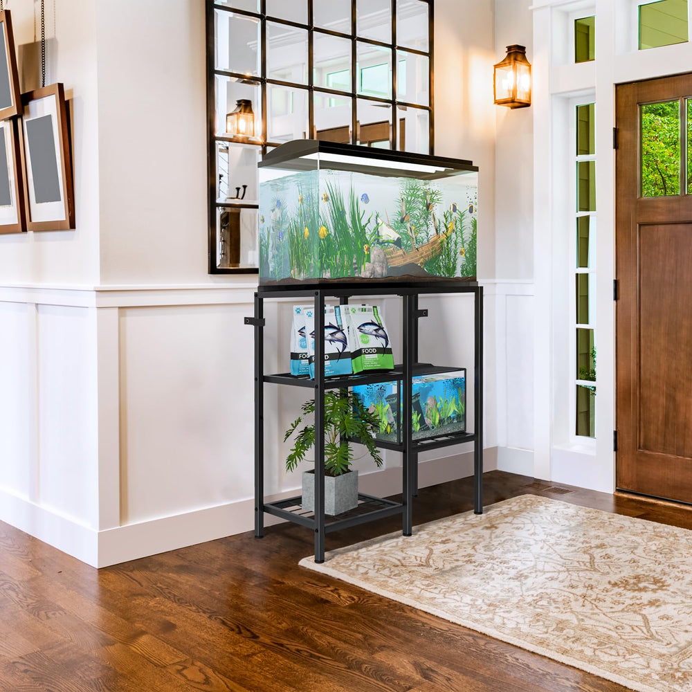 CADUKE modern metal rack blends with decor while organizing aquatics