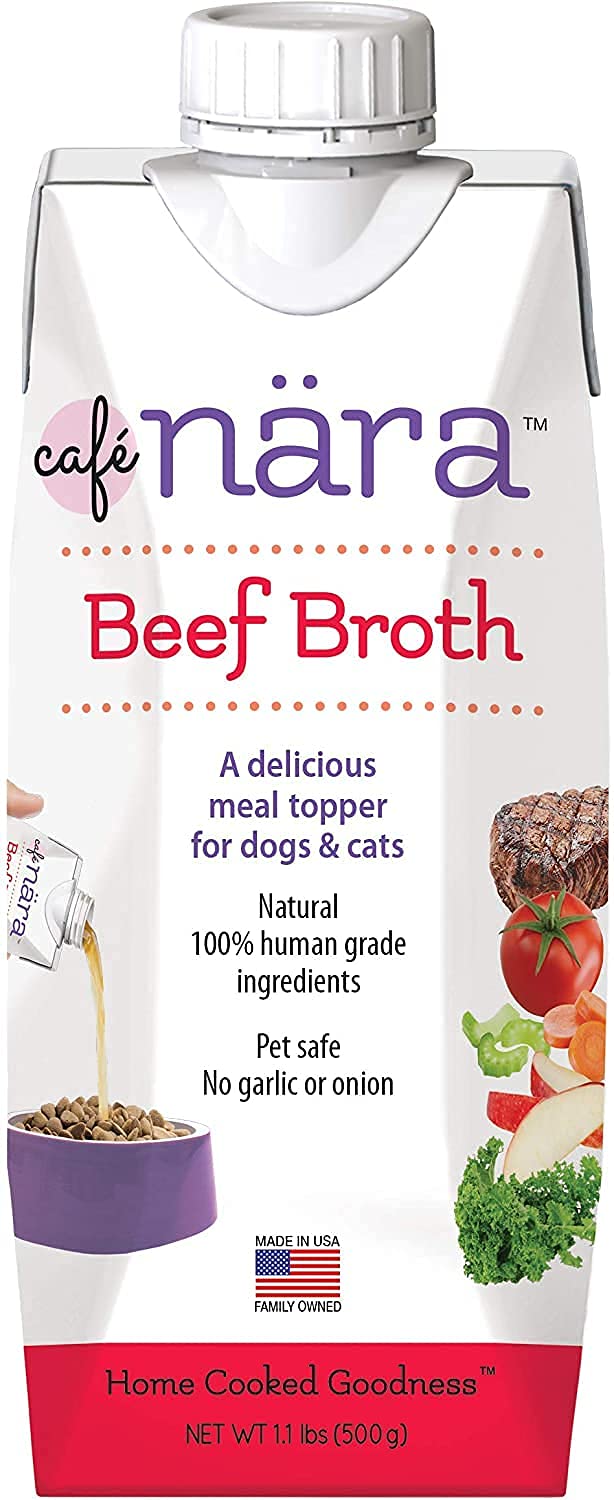 Cafe Nara broth topper poured over kibble to boost flavor and moisture
