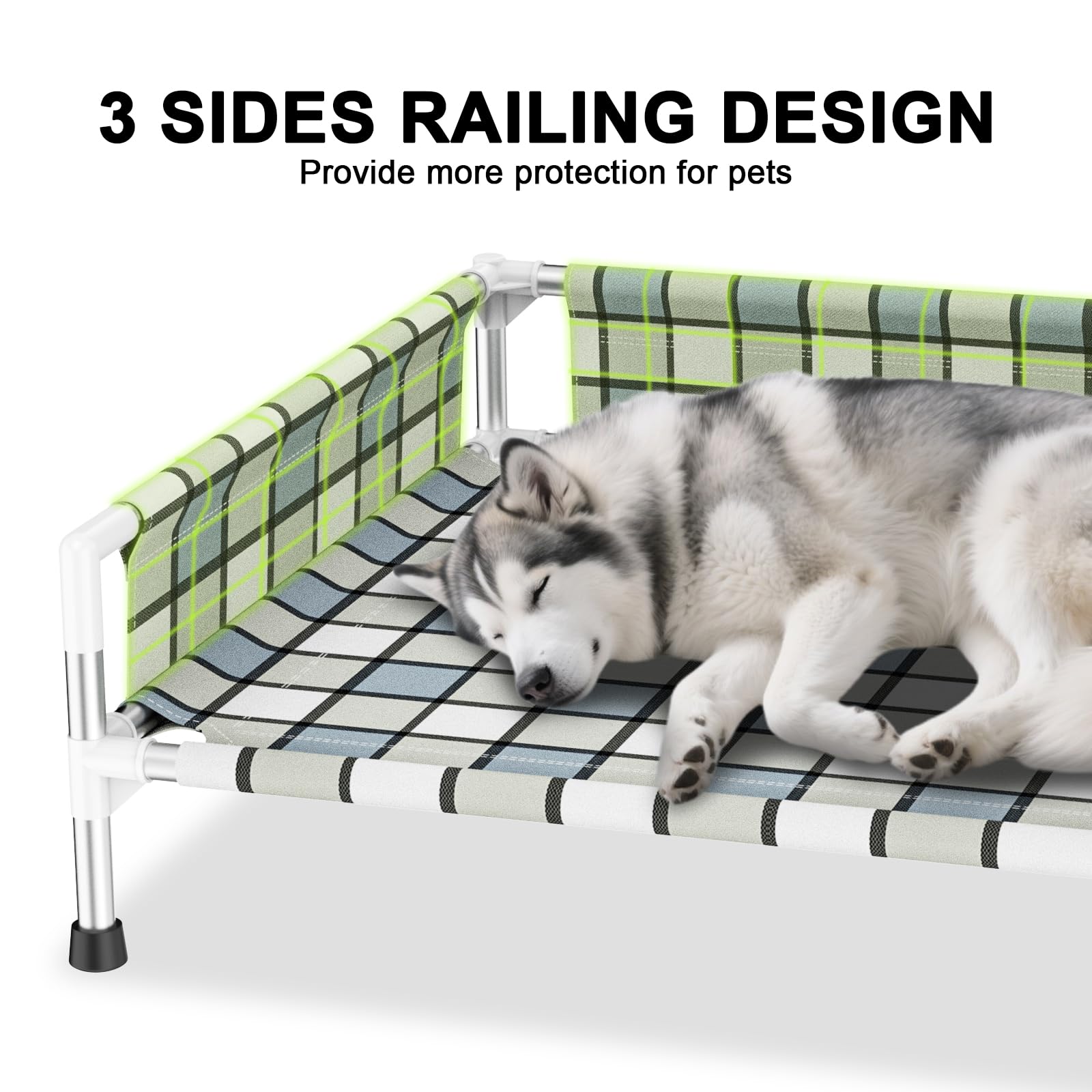Caghash 6-inch elevated design keeps large dogs cooler outside.