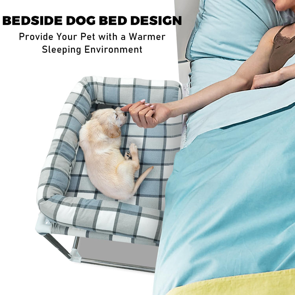 Caghash bedside cosleeper pillow-extension highlights the cozy U-shaped cradle for pets.