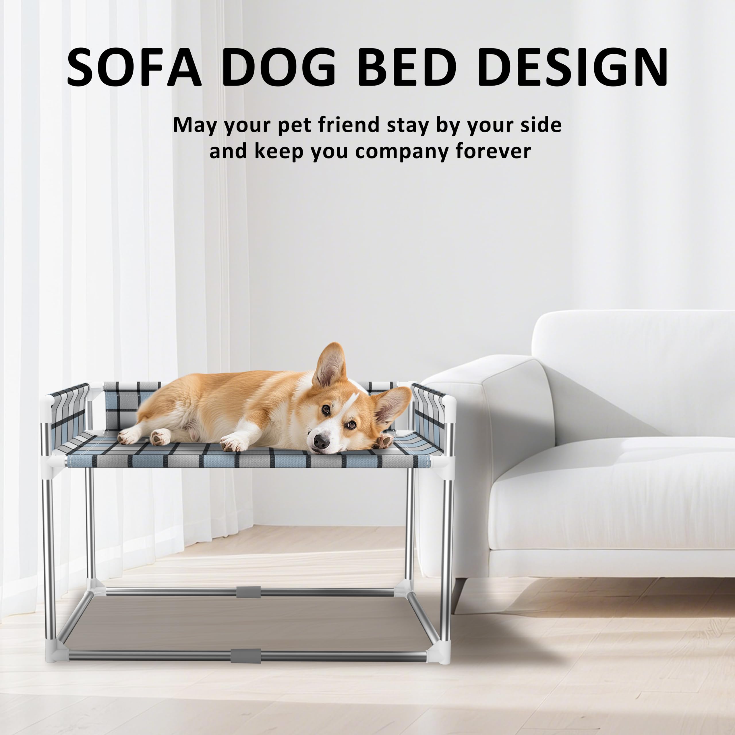 Caghash bed with u-shape-guardrail provides gentle support and keeps pets safely snug.