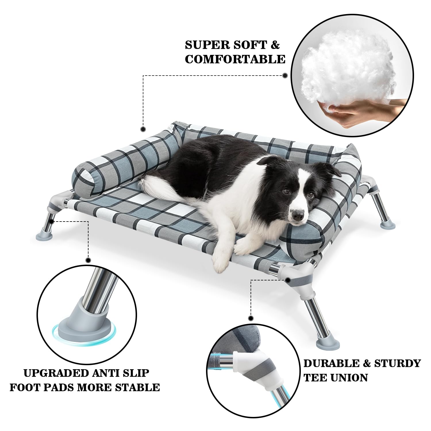 Caghash elevated-dog-bed-cot-assembly image demonstrates quick setup and easy maintenance.