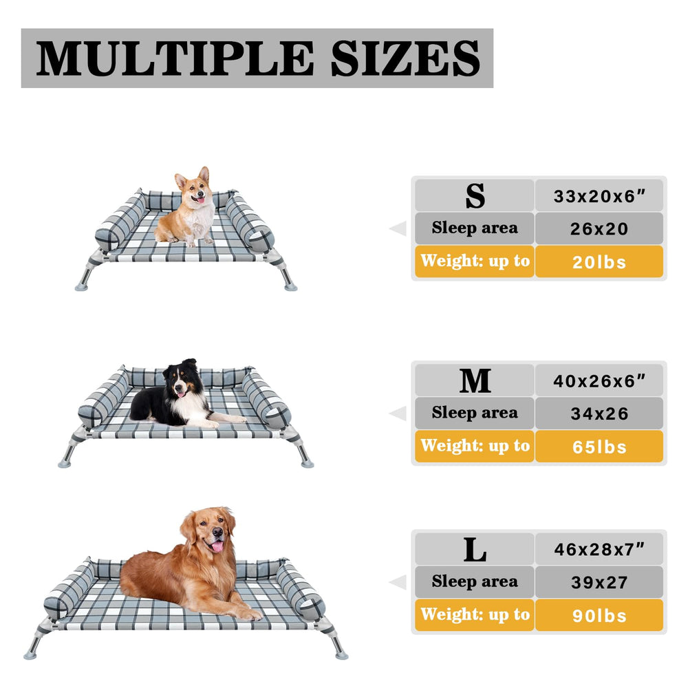 Caghash elevated dog bed cot metal-frame image highlights durable, long-lasting support.