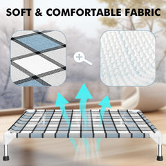 Caghash elevated outdoor dog bed with soft plush surface comforts paws outdoors.