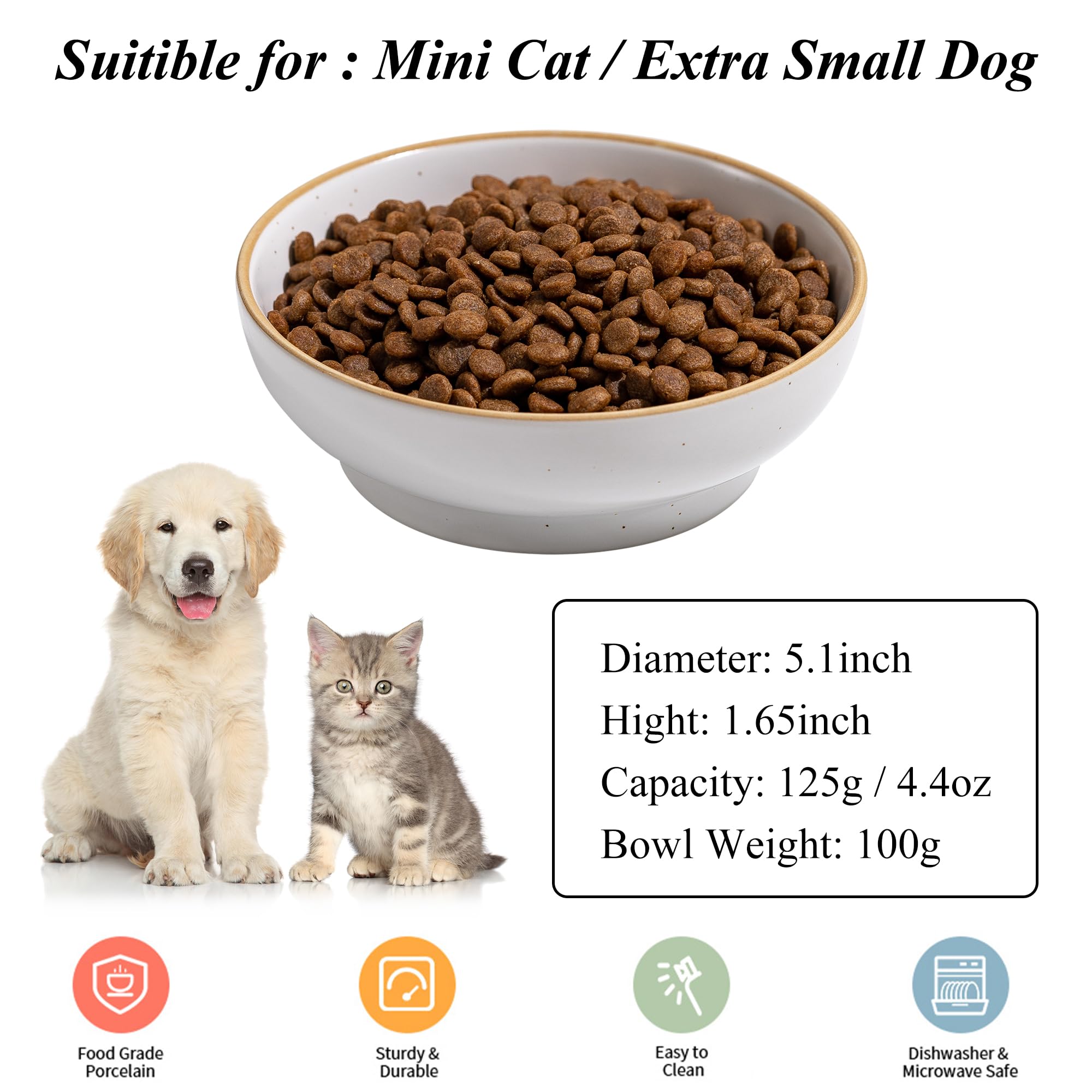 Caigmo cat bowls three-piece set inside view with stable bases