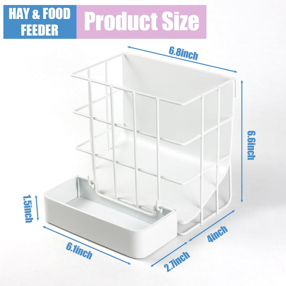 CAIQINLI hay and food holder back hook enables easy mounting.