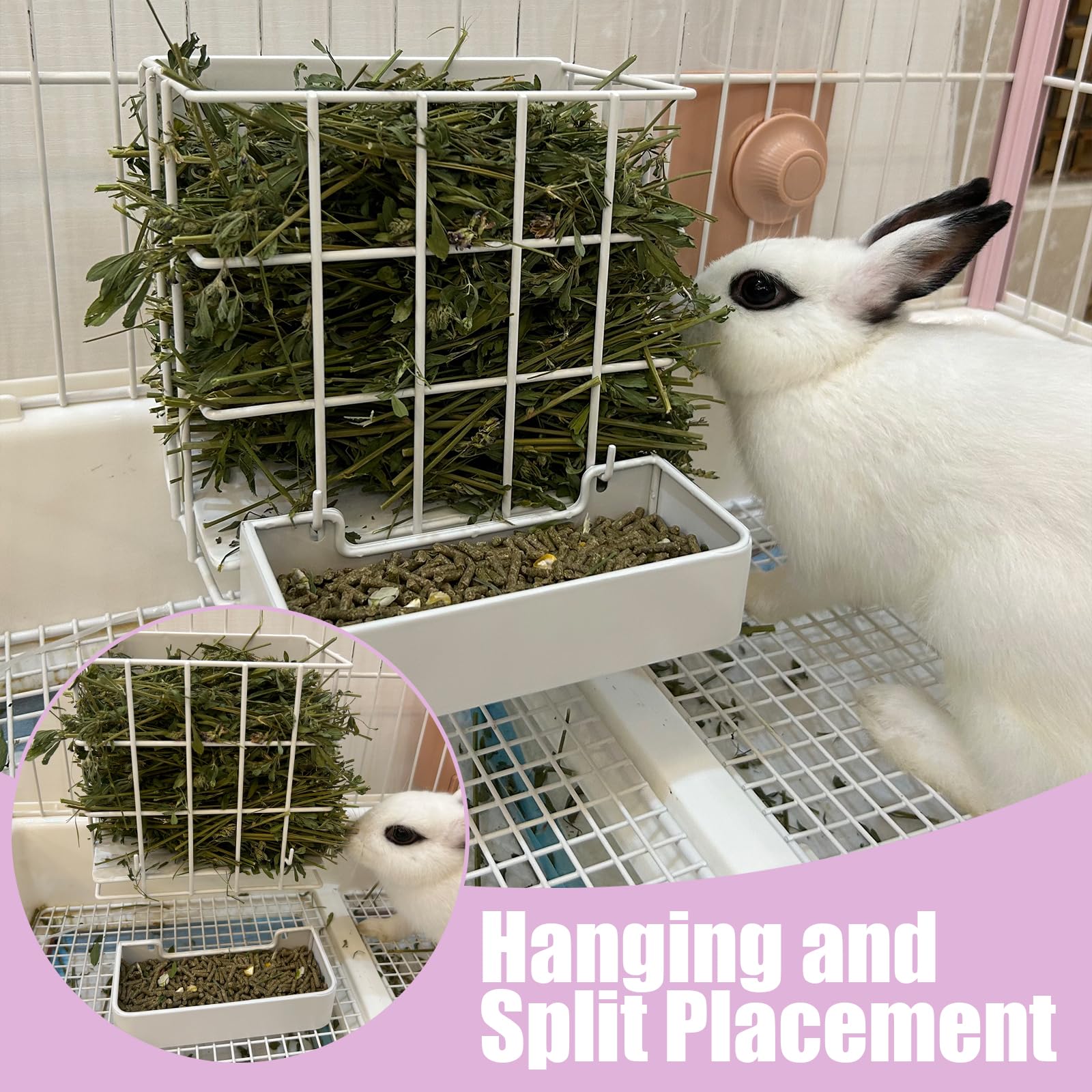 CAIQINLI internal-sloped-baffle guides hay forward for cleaner cages.