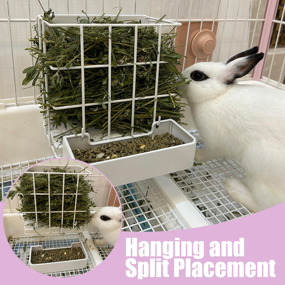 CAIQINLI internal-sloped-baffle guides hay forward for cleaner cages.